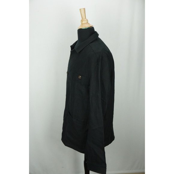 Anderson & Sheppard Savile Row Black Cotton Button Up Mens French Jacket Sz XL - Picture 2 of 10